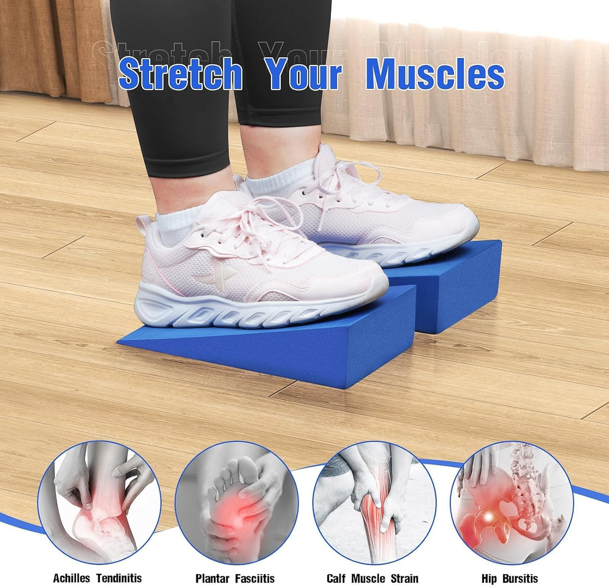 Yoga Wedge Block Foam Squat Wedges Slant Board, 2 Pcs Calf Stretcher