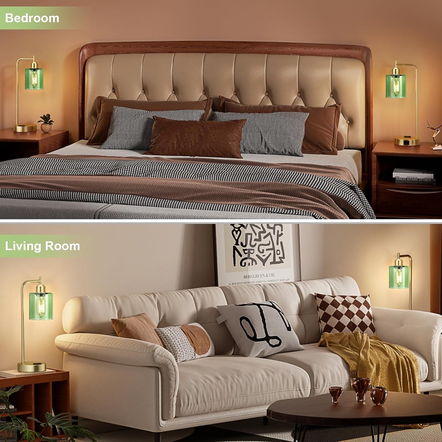 Industrial Touch Lamps for Nightstand Set of 2, 3-Way Dimmable Bedside Lamp