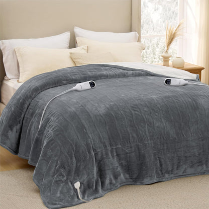 Bedsure Heated Blanket Throw Blanket with Preheat Function - Fast Heating Electric Blanket, Soft Flannel Throw with 6 Time Settings(Up to 10H), 6 Heating Settings, Gifts for Grandma (50"x60", Cream)