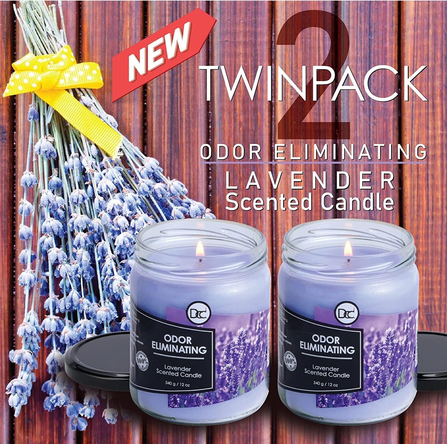Vanilla Bean Odor Eliminating Highly Fragranced Candle - Eliminates 95% of Pet, Smoke, Food, and Other Smells Quickly - Up to 80 Hour Burn time - 12 Ounce Premium Soy Blend - Colors B