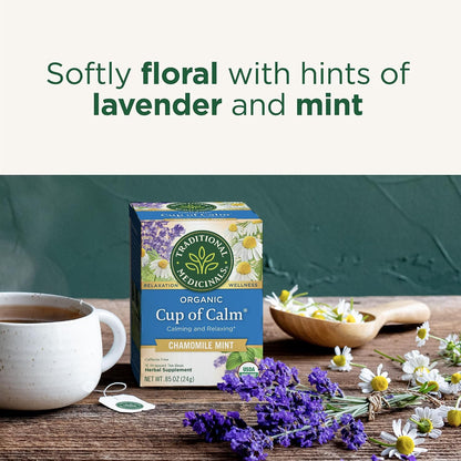 Traditional Medicinals Organic Cup of Calm Chamomile Mint, 16 Tea Bags