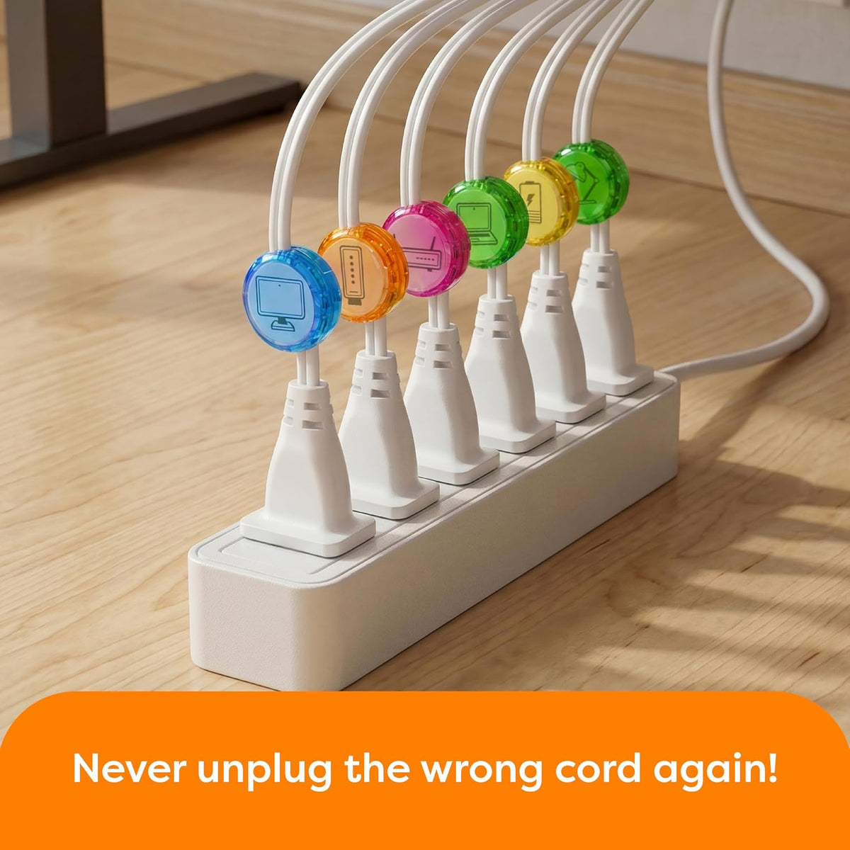 DOTZ Cord Identifiers, Reusable Cable Labels for Cords & Chargers, 5 Count
