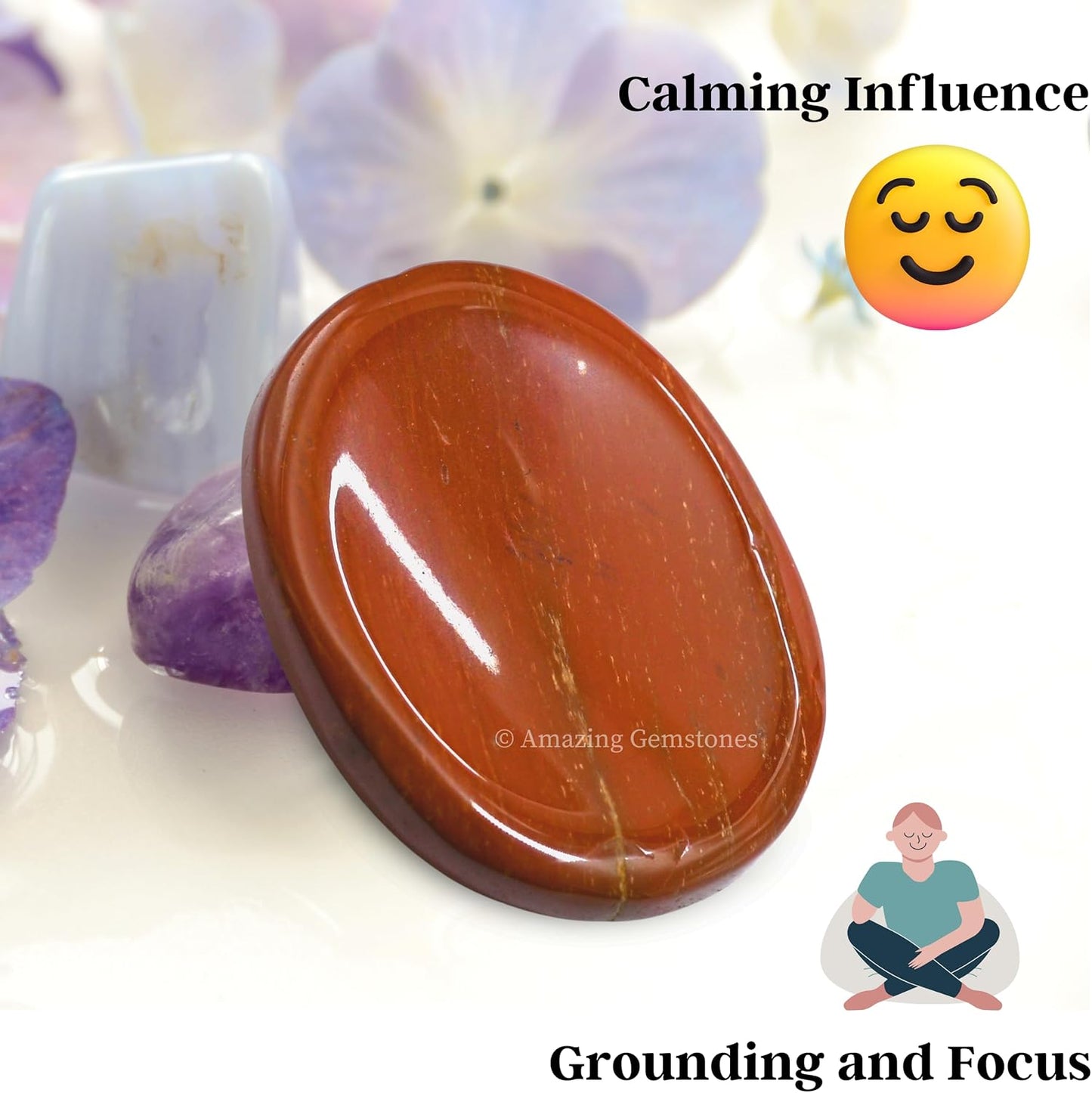 Amazing Gemstone Labradorite Thumb Worry Stone, Anxiety Stone, Healing Crystals - Piedra Crystal Fidget for Gift, Meditation, Calming, Relaxation, Stress Relief - Colors B