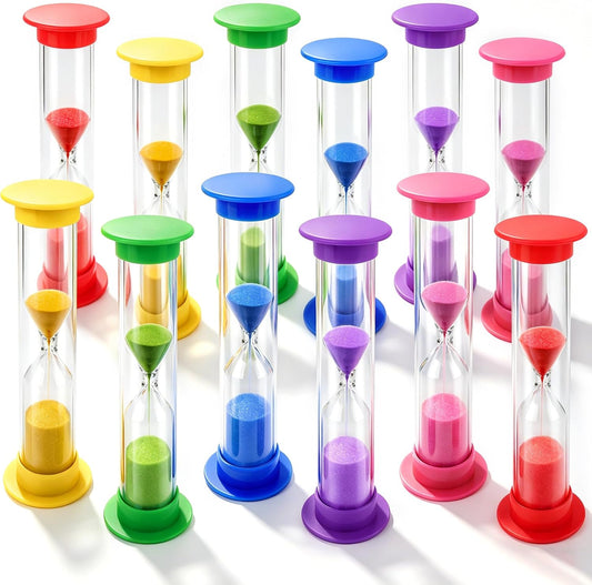 Shindel 2 Minute Sand Timer, 12PCS Hourglass Timers for Brushing Teeth, Teachers Classroom, Game and Productivity Tool