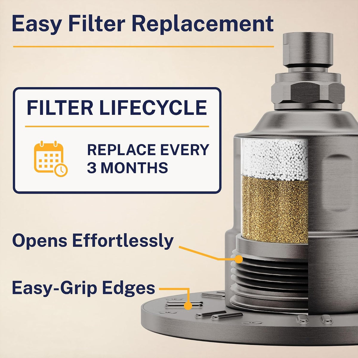Gillian Metal Filtered Shower Head High Pressure, KDF-55 Removes Chlorine