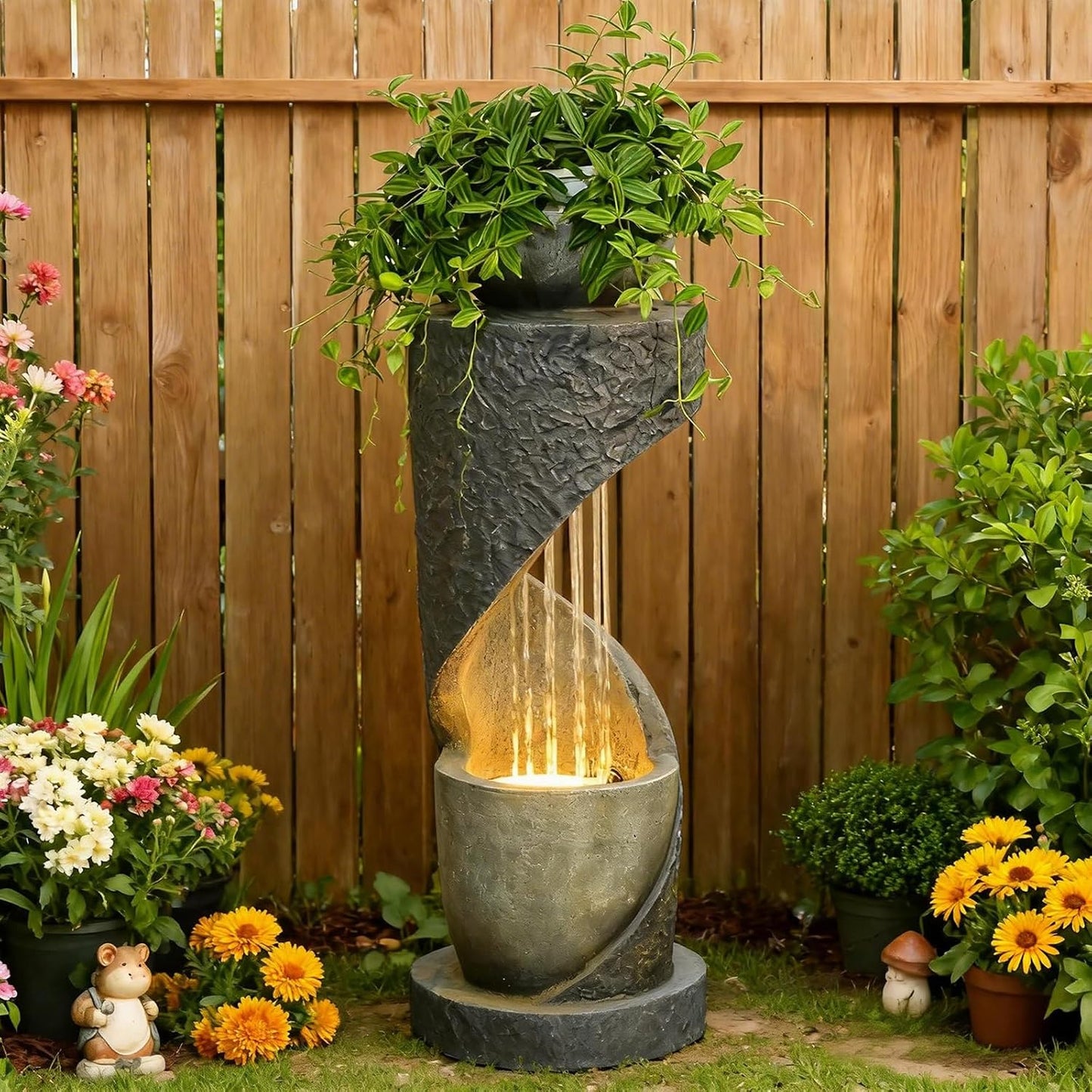 Sunlinua Modern Tabletop Water Fountain for Women Indoor Zen Relaxation Water Fountains Desktop Waterfall with Soothing Sound for Meditation Desk Home Office Decor