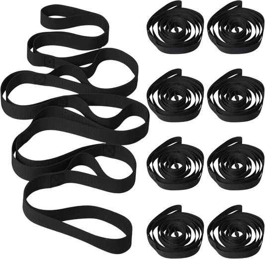 Foilswirl 8 Pack Stretching Strap with 10 Loops Bulk Yoga Strap Bulk for Physical Therapy Stretch Bands with Loops Non Elastic Bands for Exercise Dance
