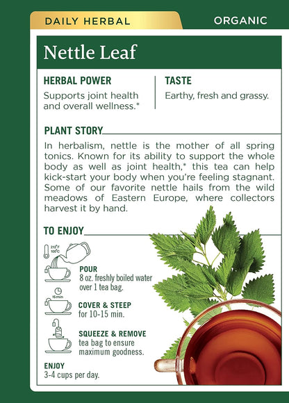 Traditional Medicinals Organic Nettle Leaf Herbal Tea, Supports Joint Health & Overall Wellness, (Pack of 3) - 48 Tea Bags Total