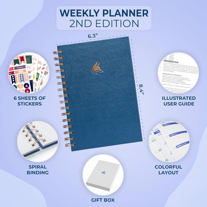 Clever Fox Planner 2nd Edition – Colorful Weekly & Monthly Goal Planner, Time Management & Productivity Organizer, Undated, A5 (Dark Teal)
