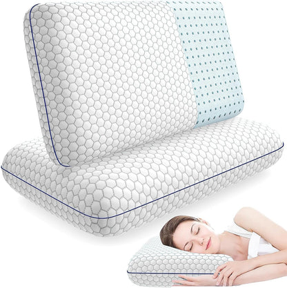 CushyOasis Memory Foam Pillows for Sleeping, Firm Bed Pillow, Standard Size