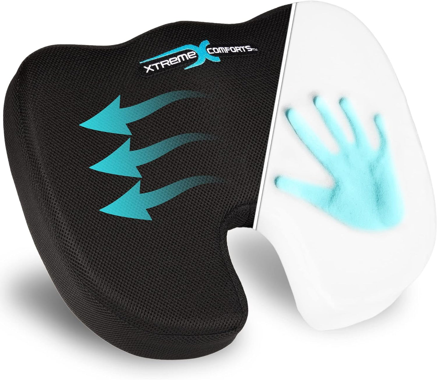 Xtreme Comforts Seat Cushions | Office Chair Cushions for Desk, Car, Wheelchair| Ergonomic Memory Foam Seat Cushion for Support & Comfort | Helps Improve Sitting Posture for Work & Body Relief (1 Pc)