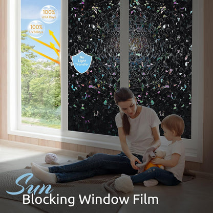 rabbitgoo Rainbow Window Privacy Film, Stained Glass Cling, 17.5" x 78.7"