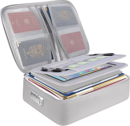 BALEINE Fireproof Document Box with Lock, Waterproof Fire Safe File Bag