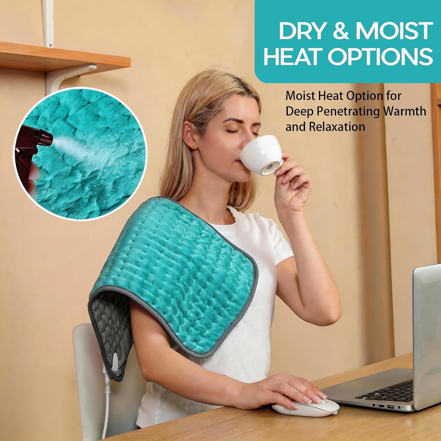 Heating Pad for Period Cramps, Heating Pad for Back/Neck/Shoulder Muscle Pain, 6 Heating & 4 Timer Setting, Auto Shut Off, Dry/Moist Heat & Machine Washable, Birthday Christma s Gifts for Women Mom
