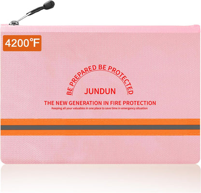 JUNDUN Fireproof Document Bags,14.2”x 10.0”Waterproof Fireproof