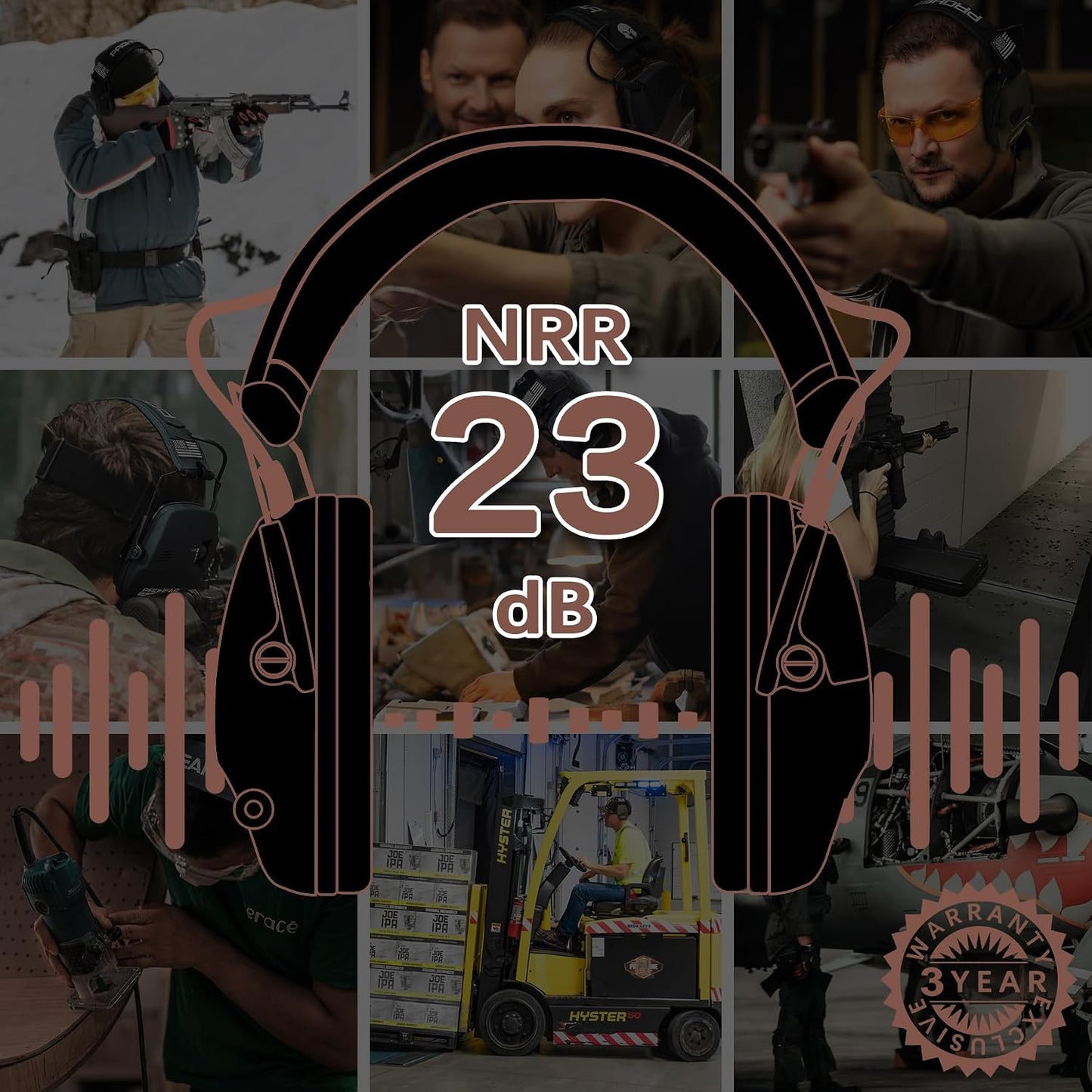 PROHEAR Electronic Ear Protection for Shooting with 4X Sound Amplification, Gun Range Hearing Protection Muffs, NRR 23dB Noise Reduction Headphones for Hunting, Green