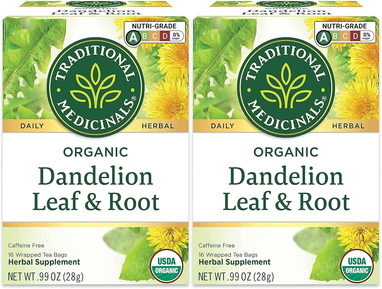 Traditional Medicinals Tea, Organic Dandelion Leaf & Root, Supports Kidney Function & Healthy Digestion, 16 Tea Bags