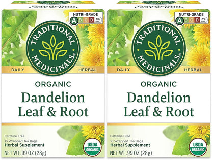 Traditional Medicinals Tea, Organic Dandelion Leaf & Root, Supports Kidney Function & Healthy Digestion, 16 Tea Bags