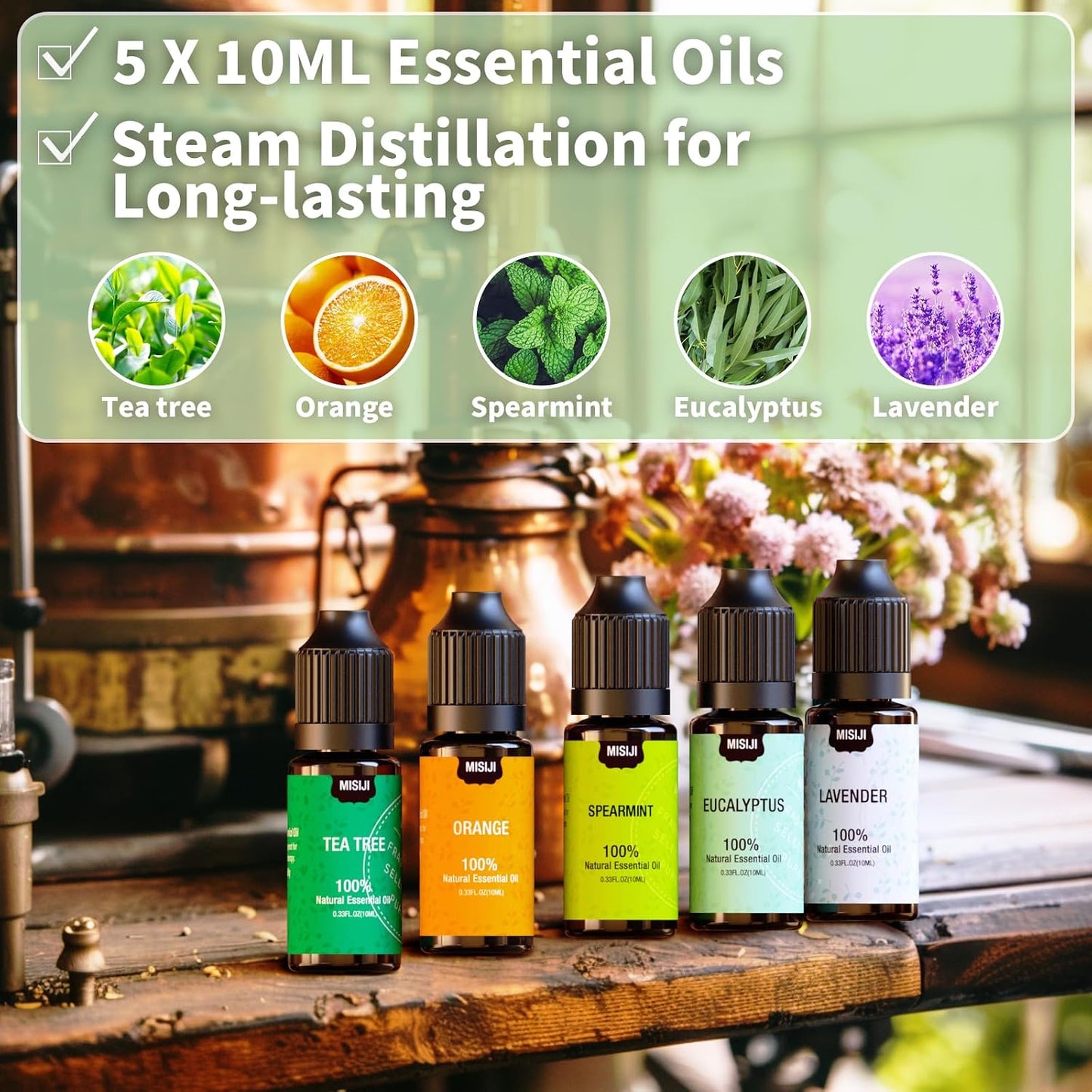Essential Oils Set Top 6 Aromatherapy-Essential Oils for Diffuser for Home,Air Freshening Diffuser Oils Scents for Aromatherapy,Laundry,Candle&Soap Making,Humidifiers 6 X 10ML