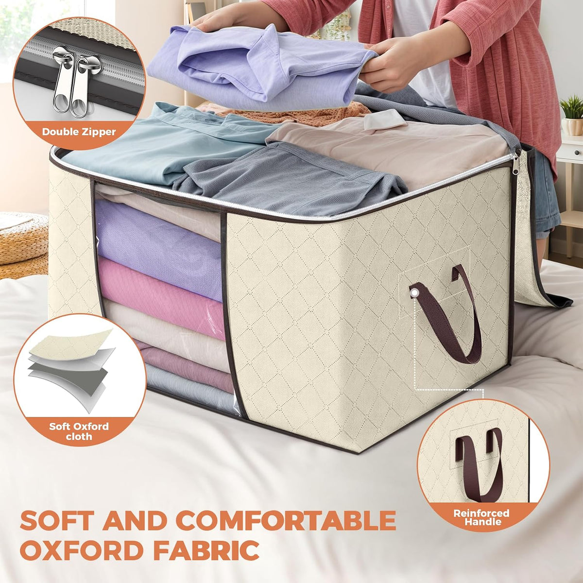 90L Large Storage Bags, Clothes Storage Bins Closet Organizers