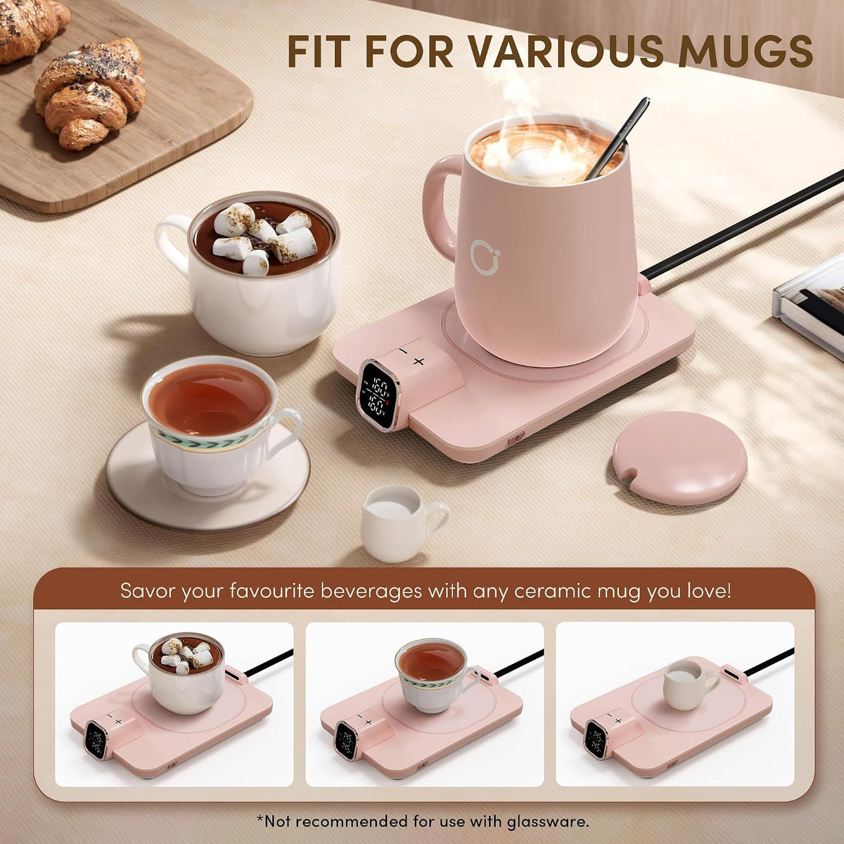 Coffee Cup Warmer & iKago Mug Set, 1℉ Precise Temp Control Mug Warmer