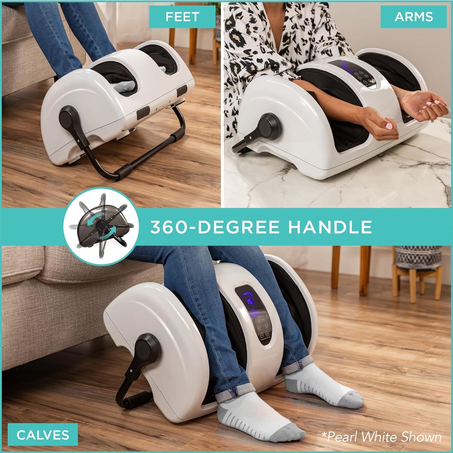Best Choice Products Shiatsu Foot Massager with Heat for Plantar Fasciitis & Neuropathy, Kneading Foot & Calf Massager with Remote, 360° Adjustable Handle, Rolling & Compression Massage - Satin Black