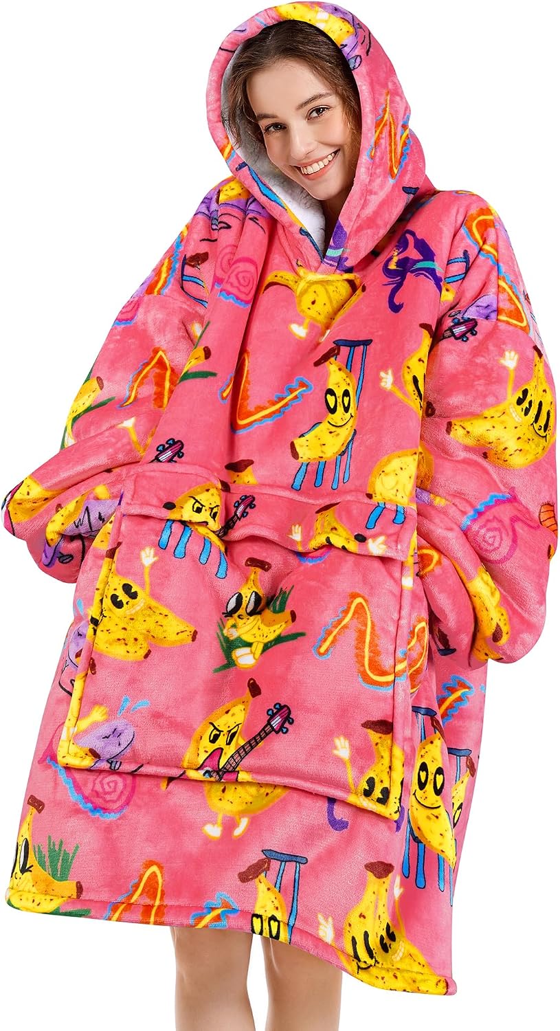 Narecte Cozy Oversized Blanket Hoodie Wearable Blanket Adults Soft Hooded Blanket Hoodie Birthday Gifts for Women Christmas - Colors B