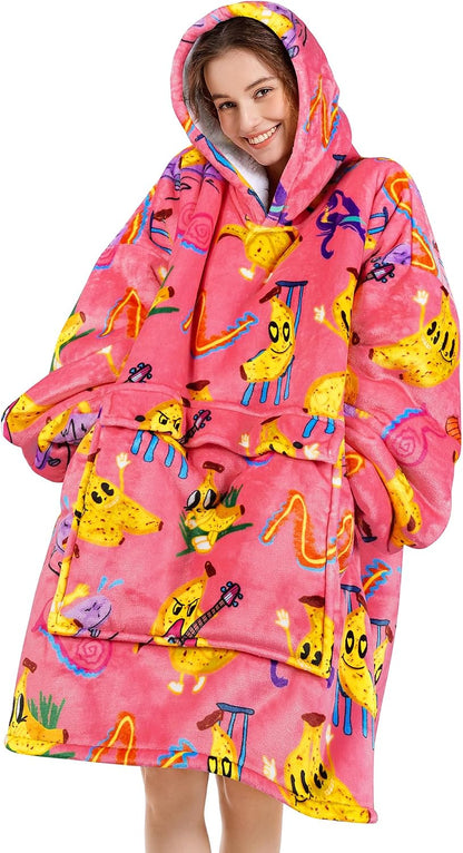 Narecte Cozy Oversized Blanket Hoodie Wearable Blanket Adults Soft Hooded Blanket Hoodie Birthday Gifts for Women Christmas - Colors B