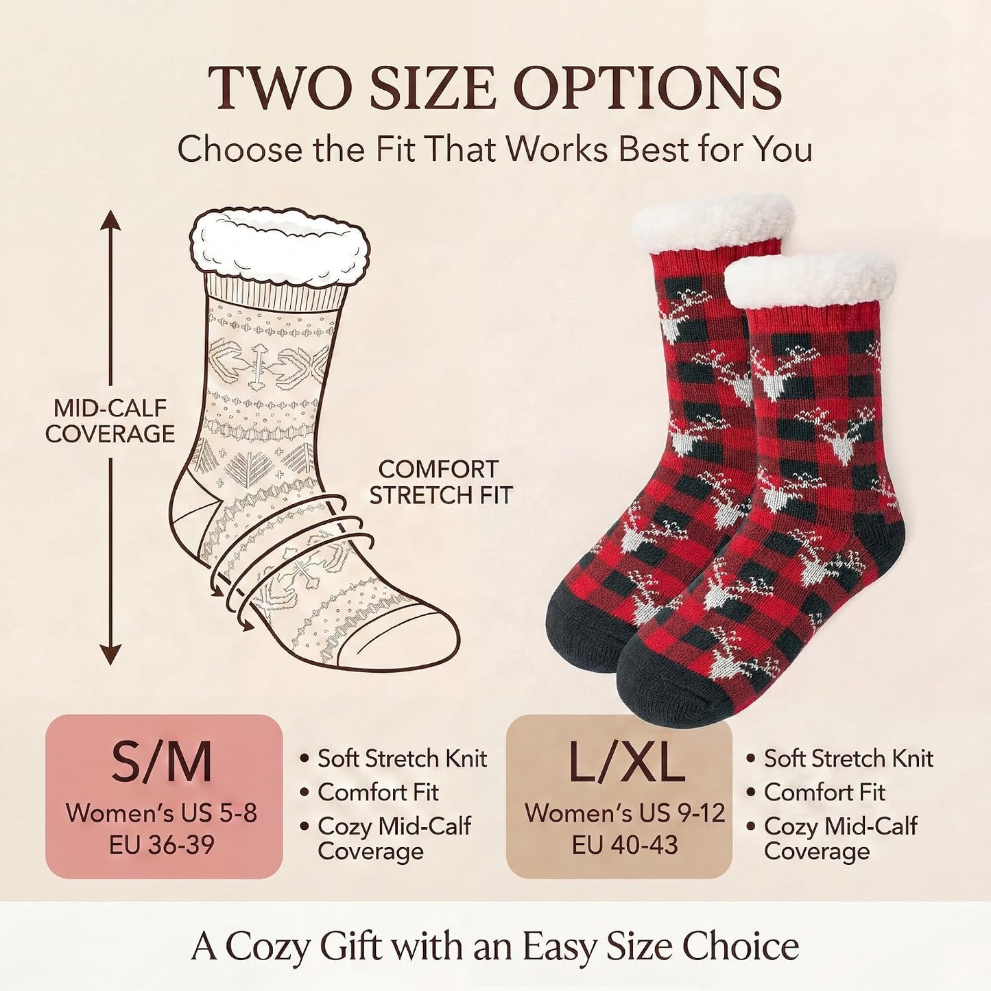 Cozylook Fuzzy Slipper Socks for Women with Grips Warm Cozy Soft Non-Slip Winter Socks Cozy Gift Idea