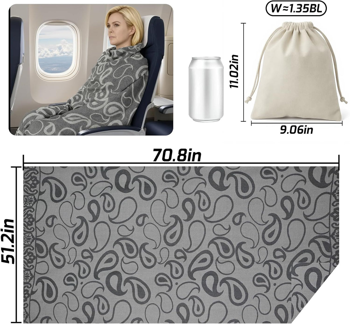 Travel Blanket Airplane - Ultra Soft & Lightweight Knit Design