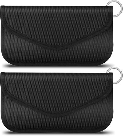 Faraday Bag for Phones & Car Keys - Signal Blocker Faraday Pouch for RFID, GPS, WiFi, Anti-Theft Key Fob Case, Anti-Tracking Privacy Protection (2 Packs)