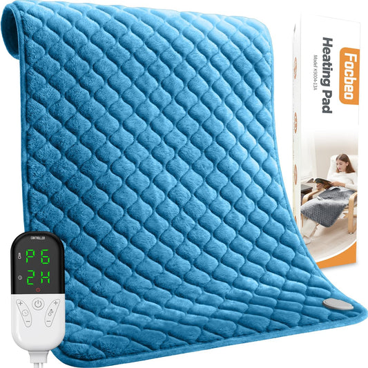 King Size Heating Pad for Back 32"x24" Extra Large Electric Heating Pad for Body Neck Shoulder Auto Shut Off Heat Pad Temperature Settings Machine Washable Gray