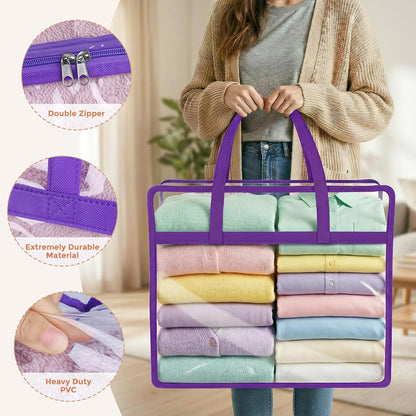 Clear Storage Bags for Clothes, 45L Closet Organizers and Storage