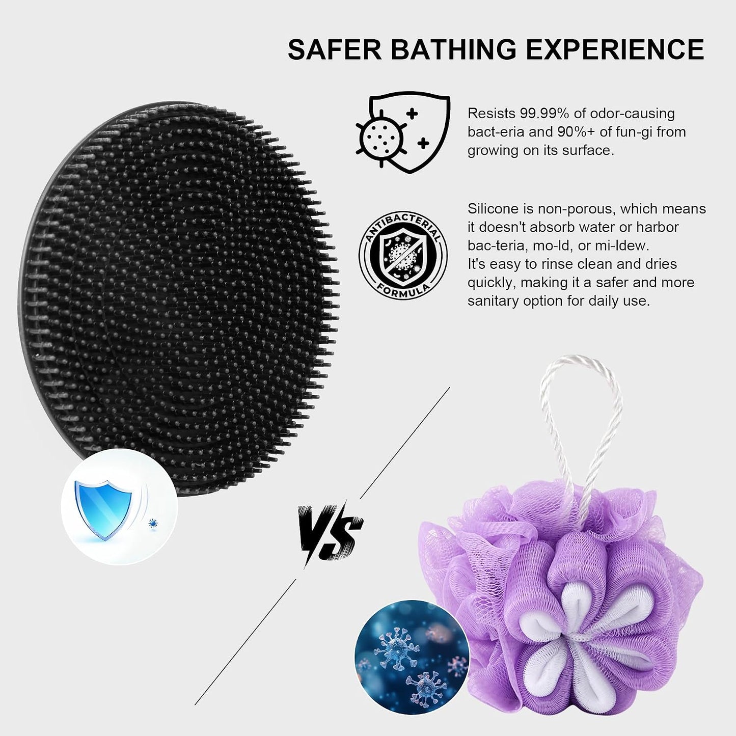 INNERNEED Food-Grade Soft Silicone Body Scrubber Shower Brush Handheld Cleansing Skin Brush, Gentle Exfoliating and Lather Well (Dark Green)