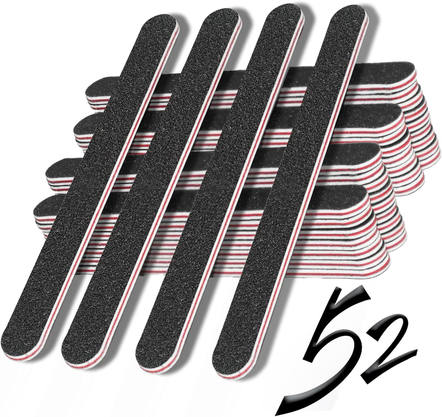 RedFlow Nail Buffer Set Contains 52 Nail Files, Double Sided 100/180 Grit Nail Files, Nail Buffering Files for Home and Salon Use (52 Pack)