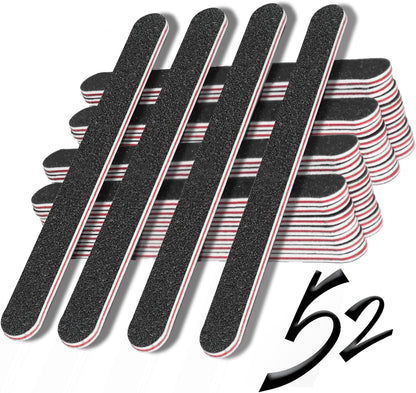RedFlow Nail Buffer Set Contains 52 Nail Files, Double Sided 100/180 Grit Nail Files, Nail Buffering Files for Home and Salon Use (52 Pack)