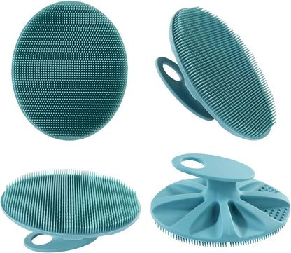 INNERNEED Soft Silicone Body Cleansing Brush Shower Scrubber, Gentle Exfoliating and Massage for All Kinds of Skin (Dark Green)