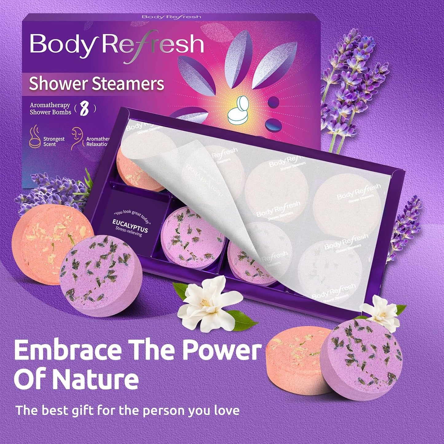 Shower Steamers Aromatherapy-8 Pack Shower Bombs with Essential Oils, Mothers Day Gifts for Mom Wife, Birthday Gifts for Women Self Care Relaxation Home SPA Teacher Appreciation Gift (Green)