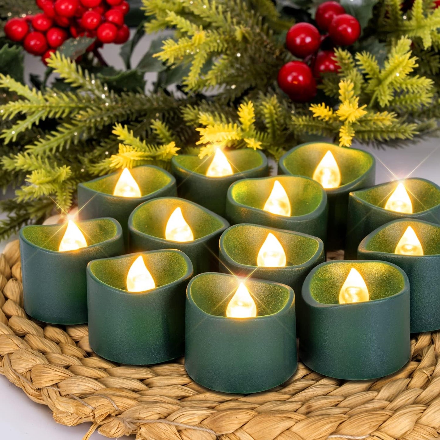 Homemory 24-Pack Flameless LED Tea Lights Candles Battery Operated, 200+Hour Fake Electric Candles TeaLights for Votive, Aniversary, Wedding Centerpiece Table Decor, Funeral, Halloween, Christmas