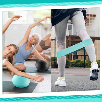 Poen Pilates Equipment Kit for Home Workout Pilates Ring and Ball Set for Women 12'' Circle Yoga Fitness Essentials Kit with Resistance Bands, Yoga Strap, Socks,Bag