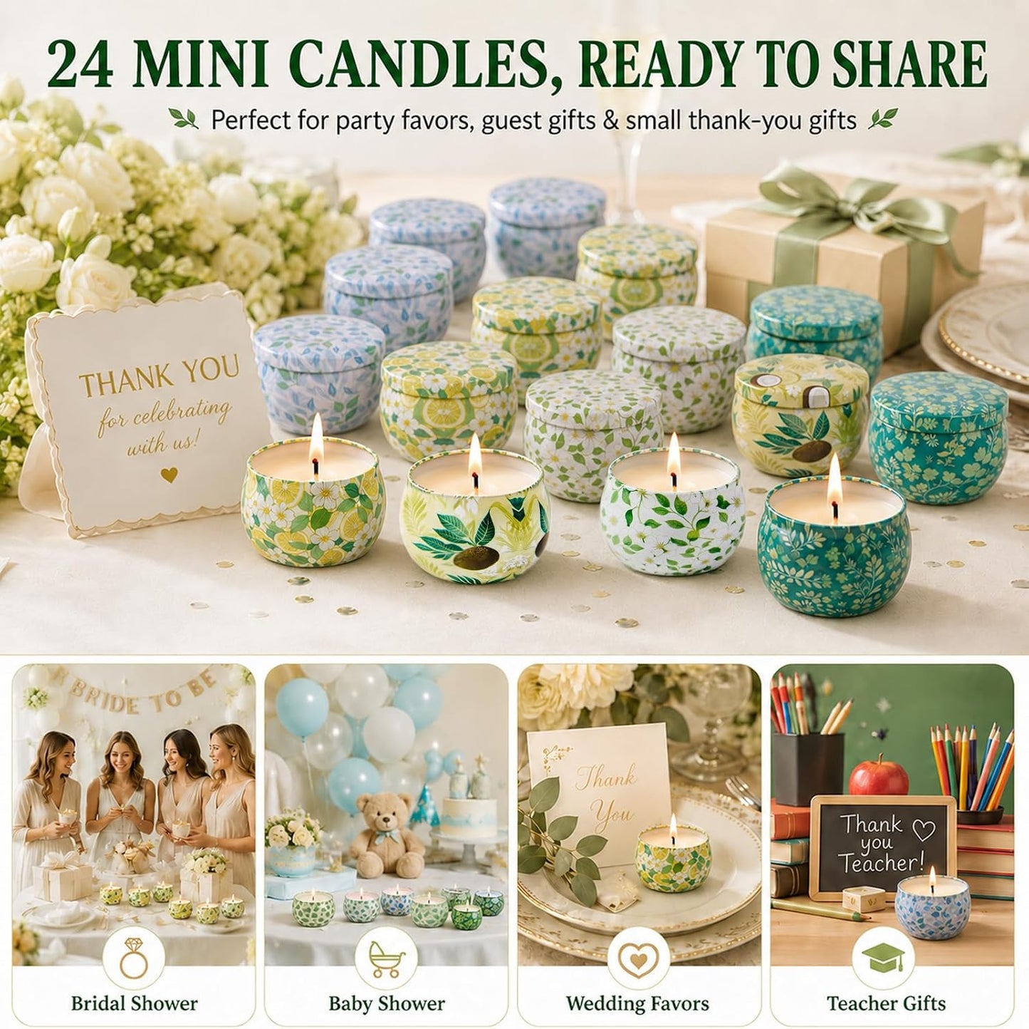 Candles, Scented Candles Gift Set for Women, 8 Pack Fruity Floral Soy Wax Aromatherapy Candles, Travel Tin Candles in Artist Gift Box, Birthday Gifts for Mom, Wife, Sister, Friend, Housewarming