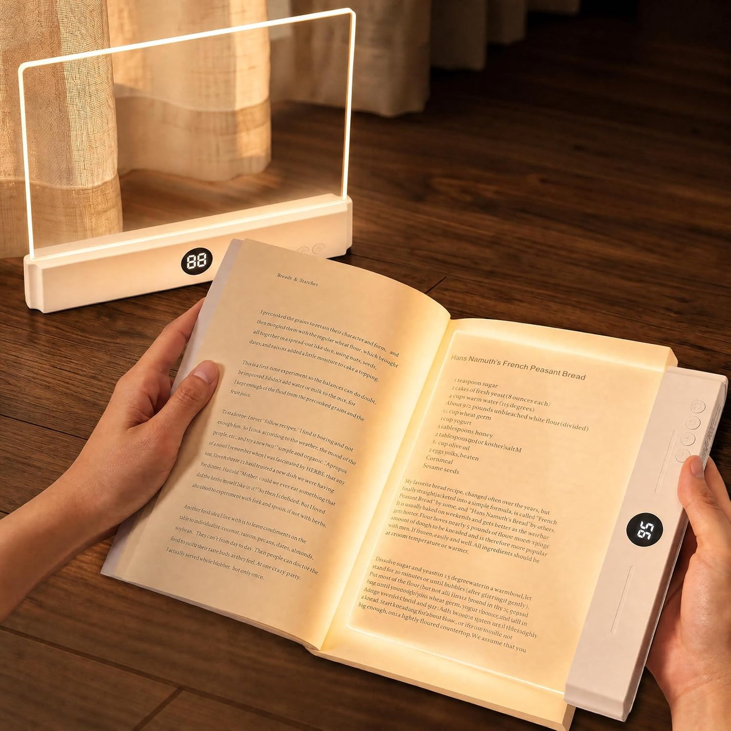 Book Light, Rechargeable Flat Reading Light with Timer for Reading at Night