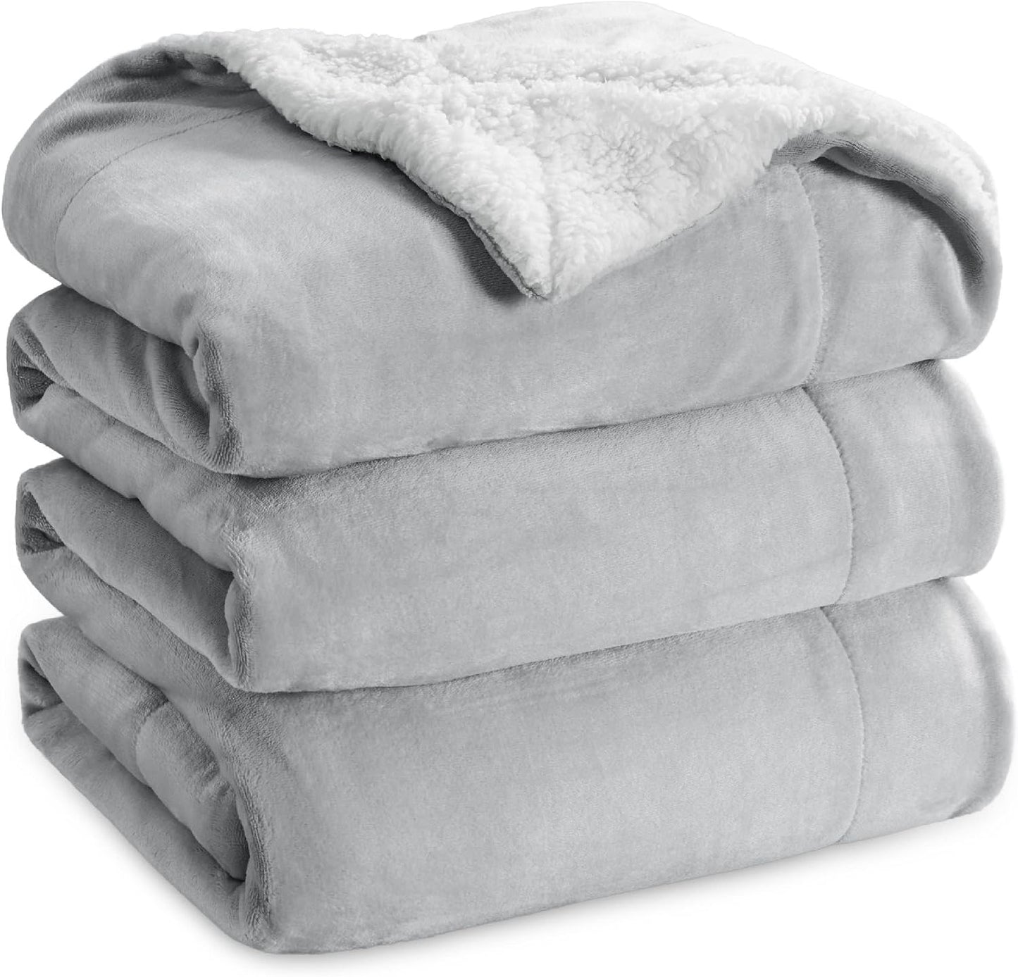 Bedsure GentleSoft Sherpa Fleece Throw Blanket for Couch, Non-Heated, Thick & Warm Cozy Blanket for Winter, Soft Fuzzy Plush Throw Gifts for Women and Men, Grey, 50x60 Inches