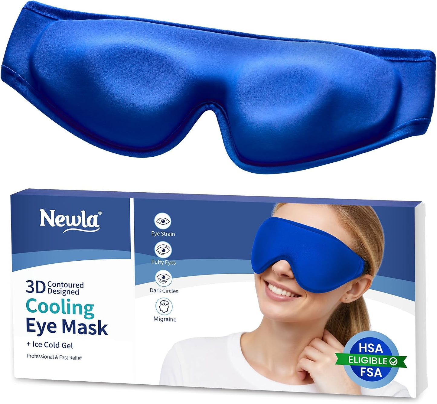 Cooling Gel Eye Mask for Puffy Eyes, Larger Full-Eye Cold Compress for Swelling, Ice-Cold Gel Therapy, Forehead & Upper Cheek Cooling Relief, Reusable Ice Pack for Eyes, FSA Eligible HSA, Black
