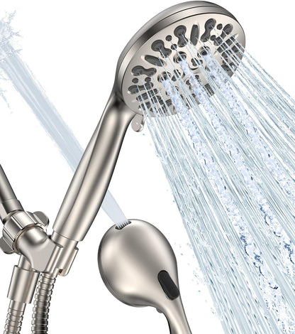 6-Setting Shower Head with Handheld, JDO High Pressure Hand held Shower Head, 4.7 Inch Chrome Detachable Showerhead Set with 59 Inch Stainless Steel Hose and Adjustable Showerhead Holder