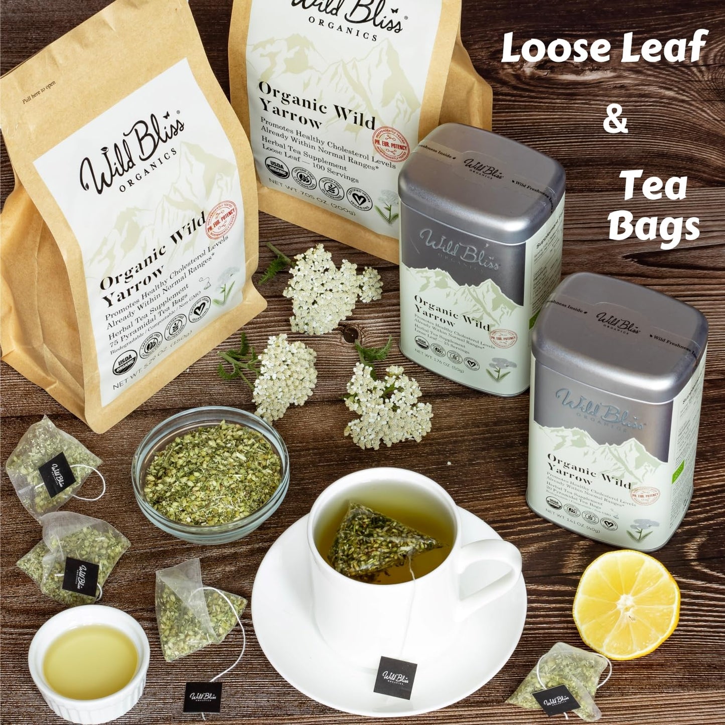 Organic Lemon Balm Tea - Caffeine Free Loose Leaf Herbal Tea - Pharmacopoeia Potency - 25 Servings