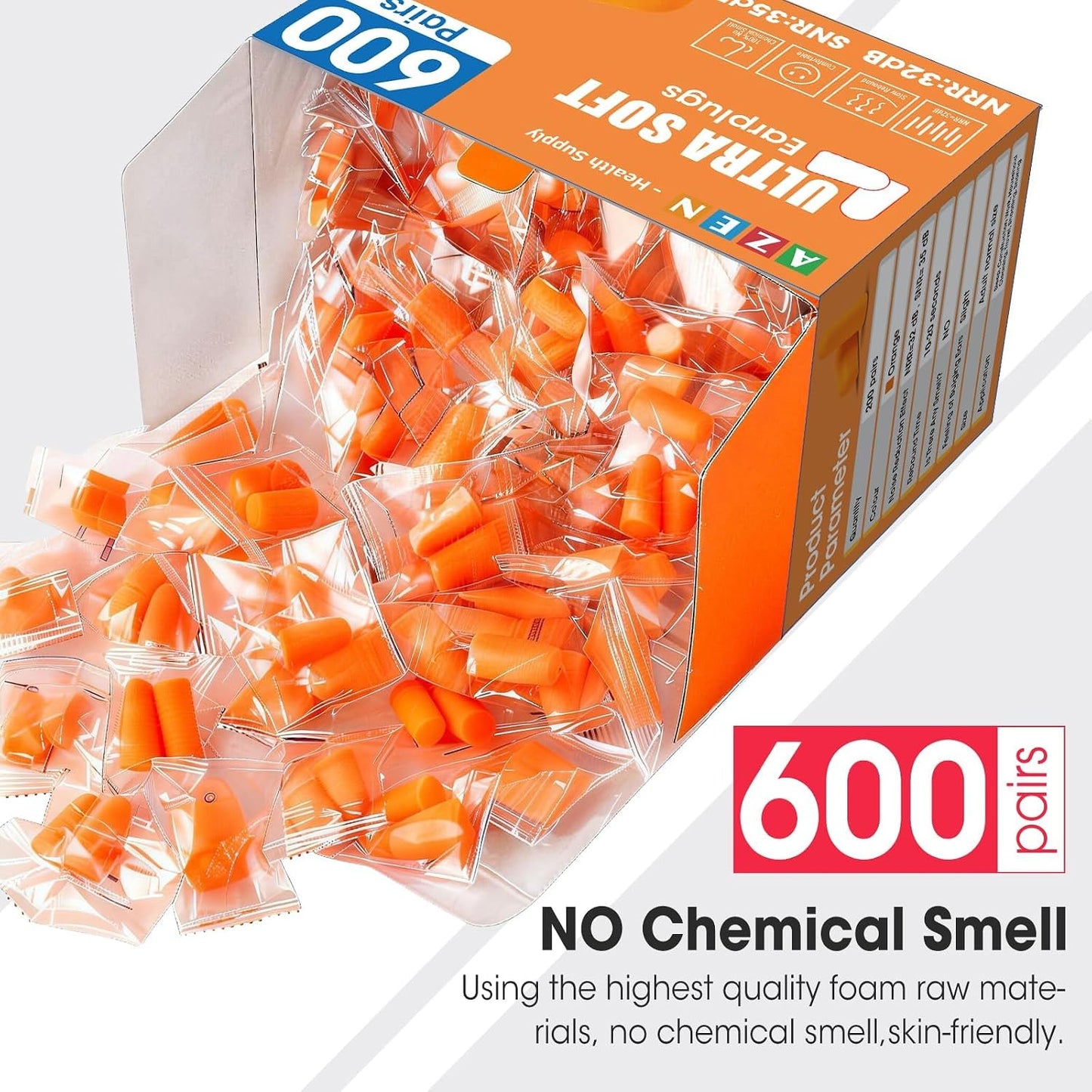 AZEN 100 Pairs Ear Plugs Bulk, NRR 32dB Soft Foam Ear Plugs for Sleeping Noise Cancelling, Earplugs for Concerts Shooting Swimming Noise Reduction (Lake Blue)