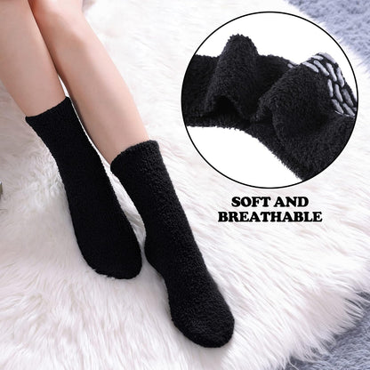 FNOVCO Non Slip Socks for Women Winter Warm Cozy Fuzzy Slipper Socks Soft Fluffy Hospital Socks with Grips