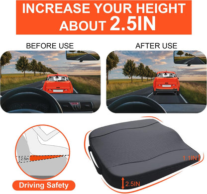 Lofty Aim Car Seat Cushion, Comfort Memory Foam Car Cushions for Driving - Sciatica & Lower Back Pain Relief, Driver Seat Pillow for Auto, Office Chair, Wheelchair - Black