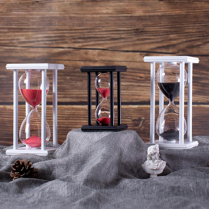 BELLAWARE Hourglass Timer with Red Sand, 60 Minute Wooden Sand Timer | Creative Handcraft Decoration